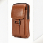 Premium Leather Vertical Sling Bag for Men – Compact Crossbody Travel Pouch - Image 4