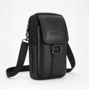 Premium Leather Vertical Sling Bag for Men – Compact Crossbody Travel Pouch - Image 3