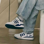 Women's White Blue Retro Sneakers