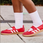 Women's Red Retro Strap Sneakers