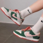Women's Green Pink Low Top Sneakers