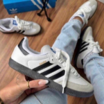 Women's White Black Classic Stripe Sneakers