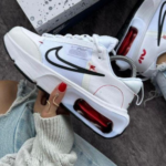 Women's White Red Air Sport Sneakers