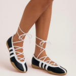 Women's Black White Lace Ballet Sneakers